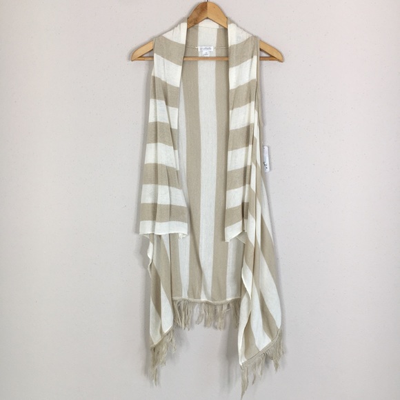 Charming Charlie Jackets & Blazers - Charming Charlie Striped Fringe Open Front Vest